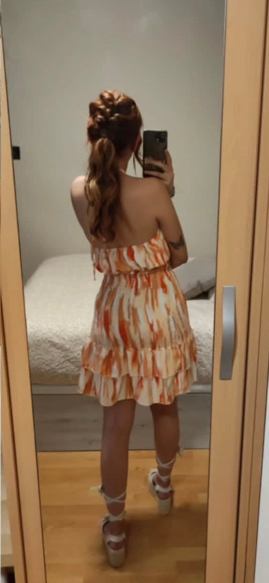 Vestido corto fruncido