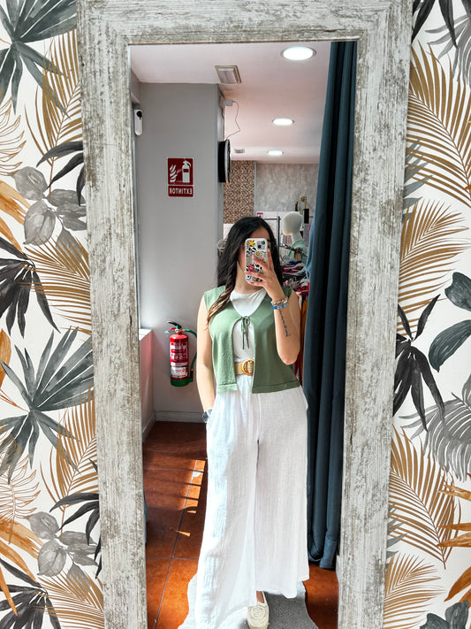 Pantalón lino blanco