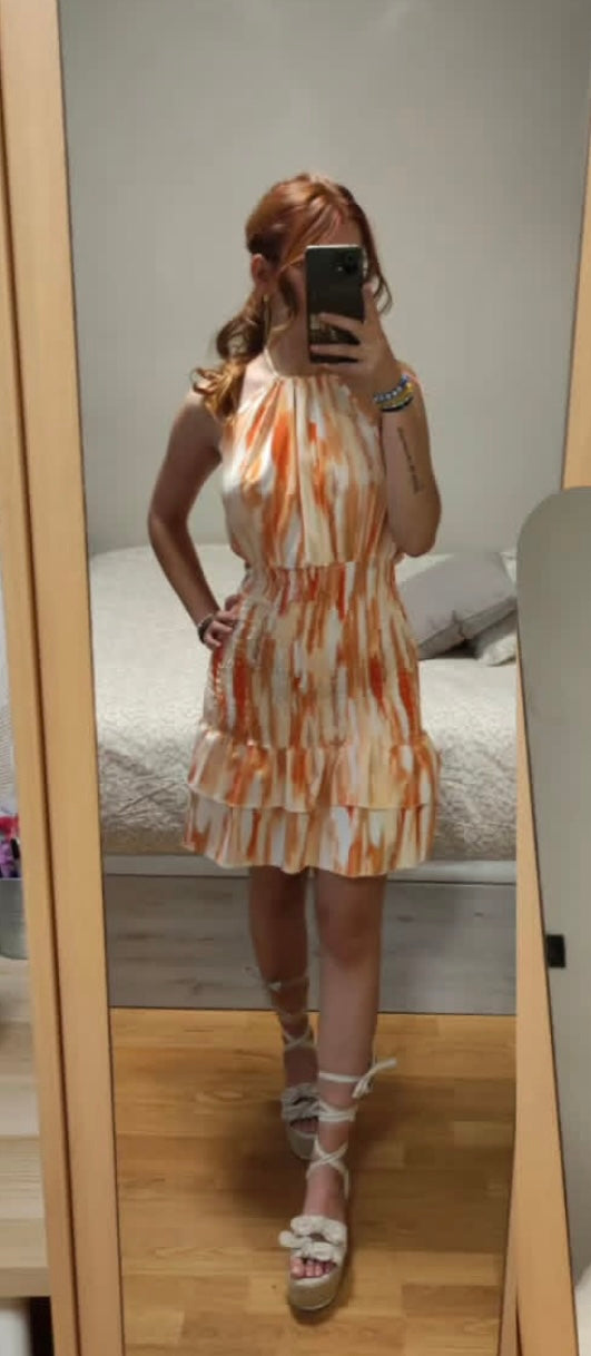 Vestido corto fruncido