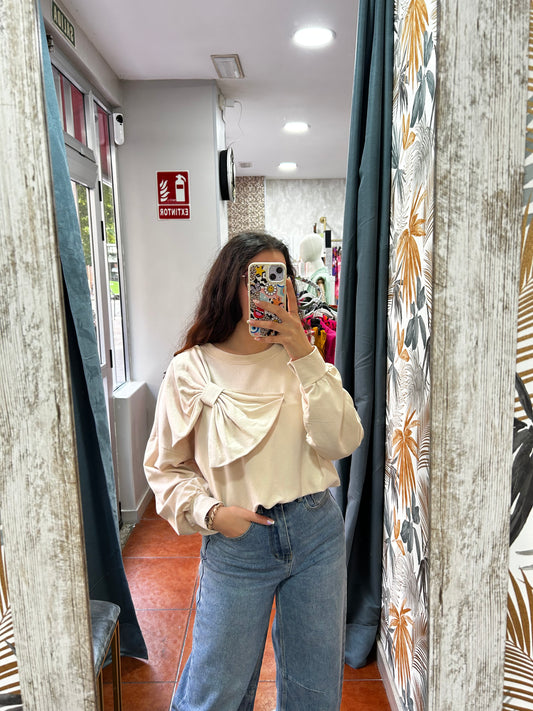 Sudadera lazo beige