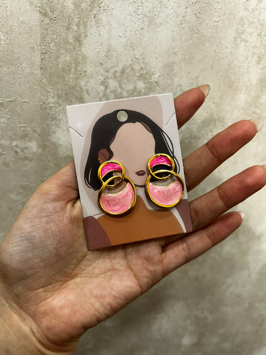 Pendientes rosas círculos