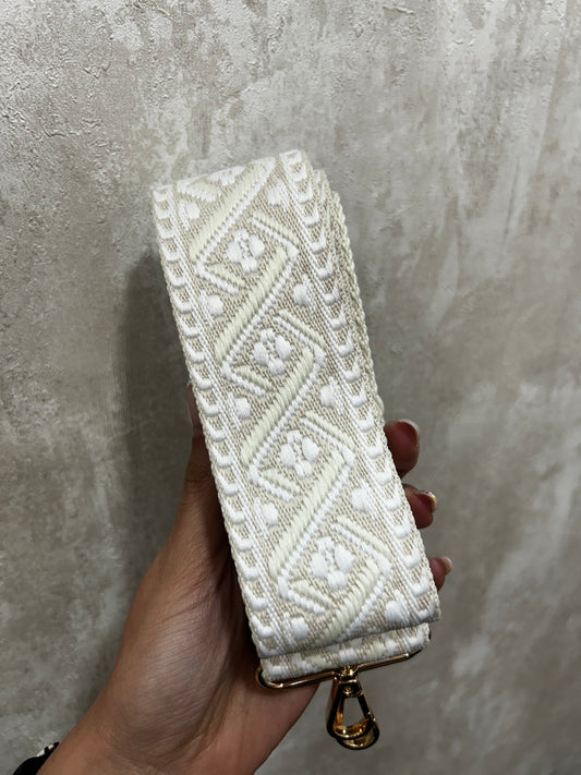 Correa blanco y beige