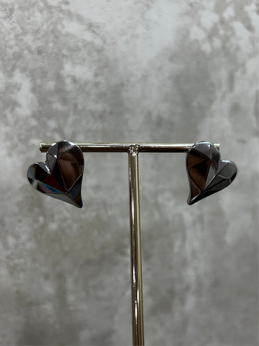 Pendientes acero corazón 3D