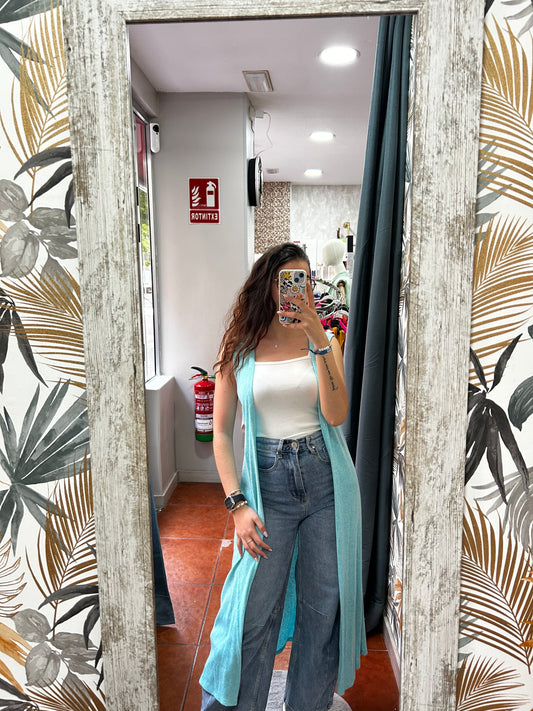 Chaleco largo azul